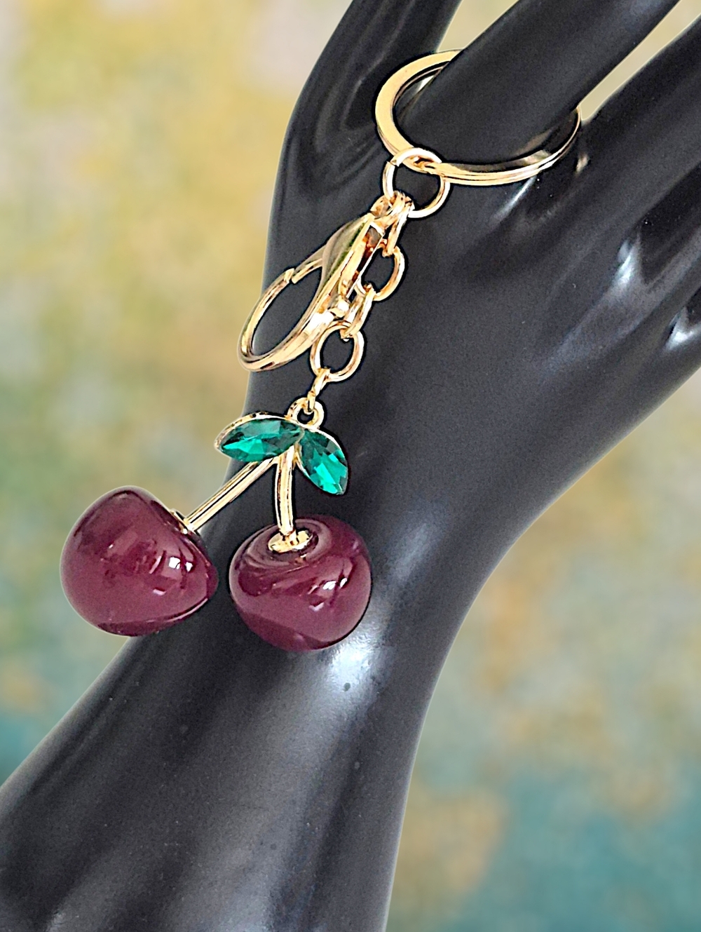 Dark Red Cherry Bag Charm / Keychain